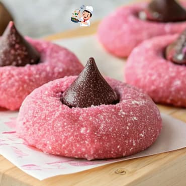 Strawberry Kiss Cookies with chocolate kiss centers Strawberry Kiss Cookies with chocolate kiss centers