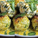 zucchini-feta-fritters-curry-mint-sauce